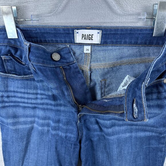 Paige Hoxton Crop Jeans Womens Size 26 Medium Wash Mid Rise Denim Stretch Blue - Picture 5 of 12